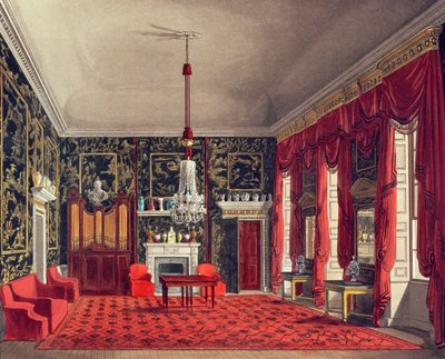 Das Frühstückszimmer der Königin, Buckingham House, graviert von Daniel Havell (1785-1826) aus 